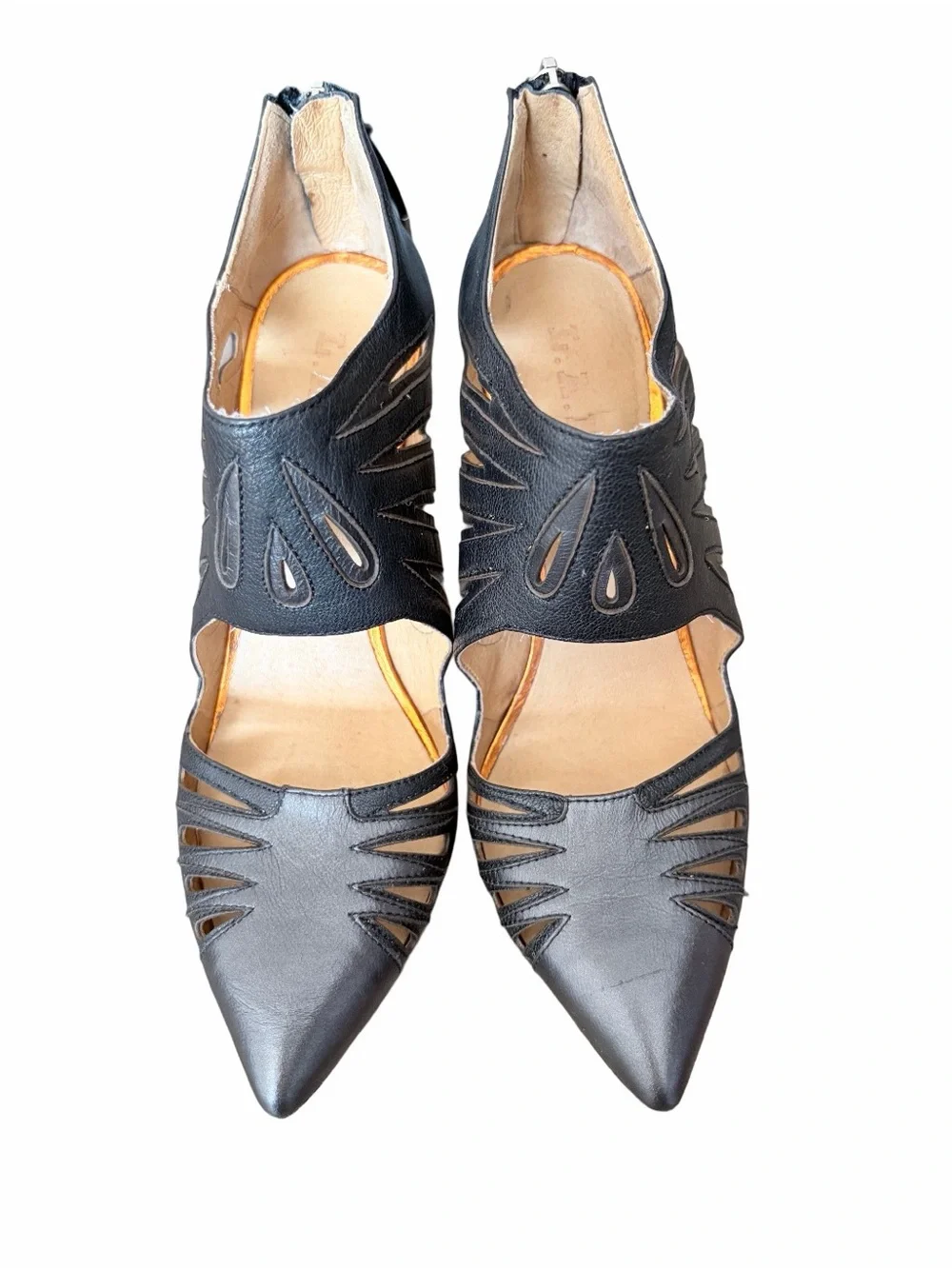 L.A.M.B. Lamb Gwen Stefani Black Leather Cut Out Stiletto Heels size 7
